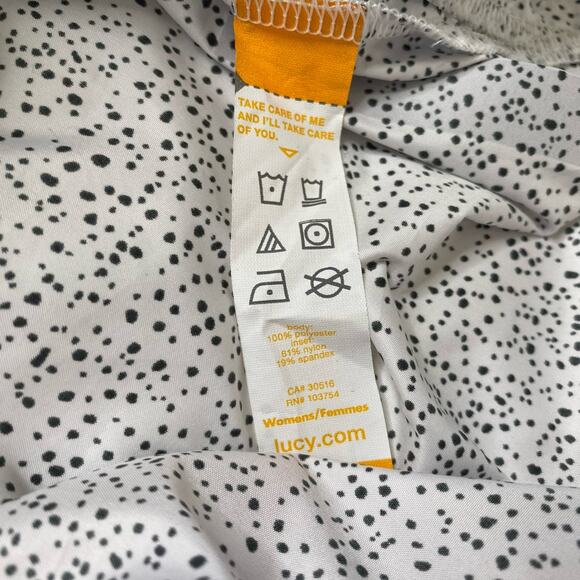 LUCY ACTIVEWEAR White Black Speckle Dot Hooded Lightweight Jacket Size Medium - Picture 7 of 10